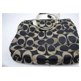 Coach Poppy Signature Black and Tan Canvas Tote Bag