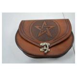 Handmade Leather Belt Pouch with Pentagram Design, 7 Inch