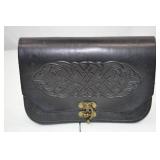 Black Leather Celtic Knot Belt Pouch, 8 Inch