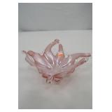 Murano Pink Art Glass Bowl, Made in Italy, 9 Inch