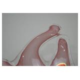 Murano Pink Art Glass Bowl, Made in Italy, 9 Inch