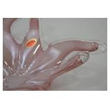 Murano Pink Art Glass Bowl, Made in Italy, 9 Inch