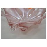 Murano Pink Art Glass Bowl, Made in Italy, 9 Inch
