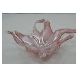 Murano Pink Art Glass Bowl, Made in Italy, 9 Inch