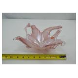 Murano Pink Art Glass Bowl, Made in Italy, 9 Inch