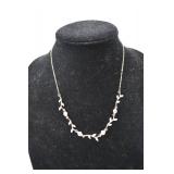 Rose Gold Tone Floral Necklace with Clear Stones, 18 in.