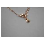 Rose Gold Tone Floral Necklace with Clear Stones, 18 in.