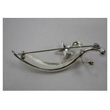 Rhinestone Scimitar and Star Brooch Pin