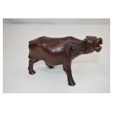Hand-Carved Wooden Water Buffalo Figurine, 8 Inch