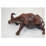 Hand-Carved Wooden Water Buffalo Figurine, 8 Inch