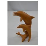 Carved Wood Dolphin Figurine