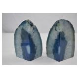 Pair of Blue Agate Bookends - Approx. 6 Inch Width