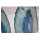 Pair of Blue Agate Bookends - Approx. 6 Inch Width