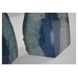 Pair of Blue Agate Bookends - Approx. 6 Inch Width