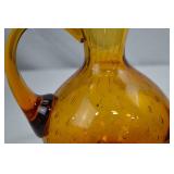 Vintage Amber Glass Assortment: Pitcher, Tumbler, Compote, Carnival Bowl
