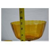 Vintage Amber Glass Assortment: Pitcher, Tumbler, Compote, Carnival Bowl