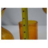 Vintage Amber Glass Assortment: Pitcher, Tumbler, Compote, Carnival Bowl