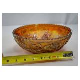 Vintage Amber Glass Assortment: Pitcher, Tumbler, Compote, Carnival Bowl