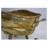 Vintage Hammered Brass Decor Lot: Bowl, Deer, and Leaf Dish