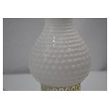 Pair of Vintage White Hobnail Milk Glass Table Lamps, 12 in.