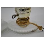 Pair of Vintage White Hobnail Milk Glass Table Lamps, 12 in.