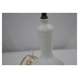 Pair of Vintage White Hobnail Milk Glass Table Lamps, 12 in.