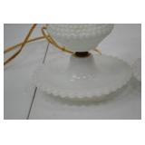 Pair of Vintage White Hobnail Milk Glass Table Lamps, 12 in.