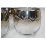 Set of 6 Silver Ombre Floral Etched Glasses