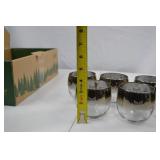 Set of 6 Silver Ombre Floral Etched Glasses