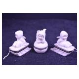Snowbaby Hinged Porcelain Trinket Box Lot - 3 Piece Collection