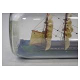 Vintage Ship in a Bottle Model Tall Ship Barque 12 in Glass Nautical Decor