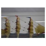 Vintage Ship in a Bottle Model Tall Ship Barque 12 in Glass Nautical Decor