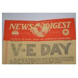 WWII V-E Day News Digest and War Ration Book Collection
