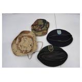 Lot of 4 US Military Headgear: Berets, Boonie, and Camo Cap