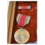 WWII US Army Medal and Ribbon Grouping in Display Case