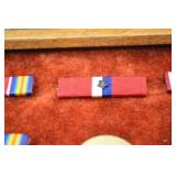WWII US Army Medal and Ribbon Grouping in Display Case