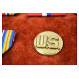 WWII US Army Medal and Ribbon Grouping in Display Case