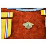 WWII US Army Medal and Ribbon Grouping in Display Case