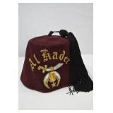 Shriner Al Kader Maroon Fez with Tassel and Embroidered Emblem
