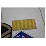WWII Military Patch and Ribbon Lot - Guadalcanal, Rank, Service Stripes