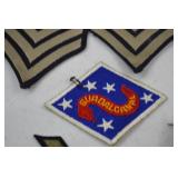 WWII Military Patch and Ribbon Lot - Guadalcanal, Rank, Service Stripes