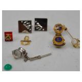 Mixed Club Pins and Cufflinks Lot - Lions Club, 100 Attendance, Masonic