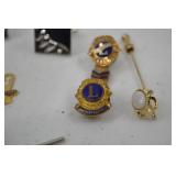 Mixed Club Pins and Cufflinks Lot - Lions Club, 100 Attendance, Masonic