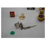 Mixed Club Pins and Cufflinks Lot - Lions Club, 100 Attendance, Masonic
