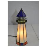 Stained Glass Lighthouse Table Lamp, 12 Inch