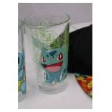 Pokemon Collectibles Lot: 4 Glasses, Cap, Cards, Sticker Book