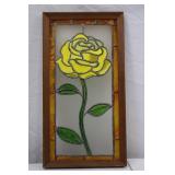 Stained Glass Panel with Yellow Rose Design