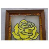 Stained Glass Panel with Yellow Rose Design