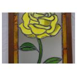 Stained Glass Panel with Yellow Rose Design