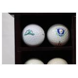 Golf Ball Display Case with Clock and Assorted Logo Golf Balls